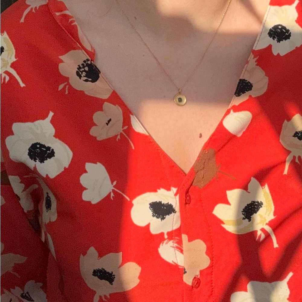 Floral Red Blouse